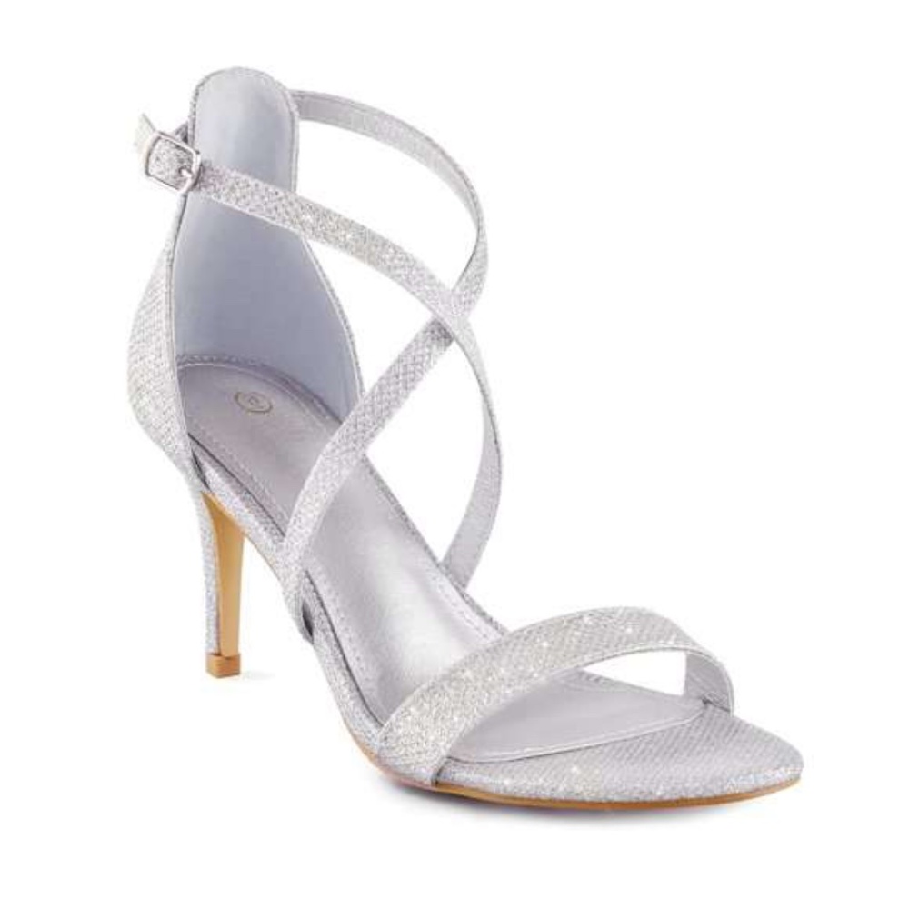 Dream Pairs Women's High Heel Sandal, Silver Glitter, Size 7
